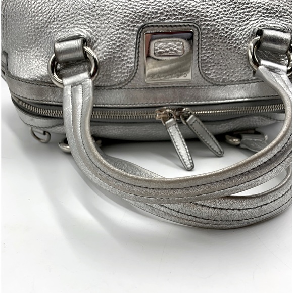 Auth Celine Silver Metallic Pebble Grain Leather Handbag - Picture 9 of 12